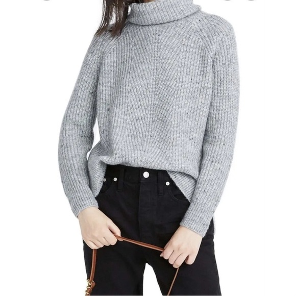 Madewell Gray Donegal Mercer Turtleneck Wool Blend Sweater X-Small - Picture 1 of 11